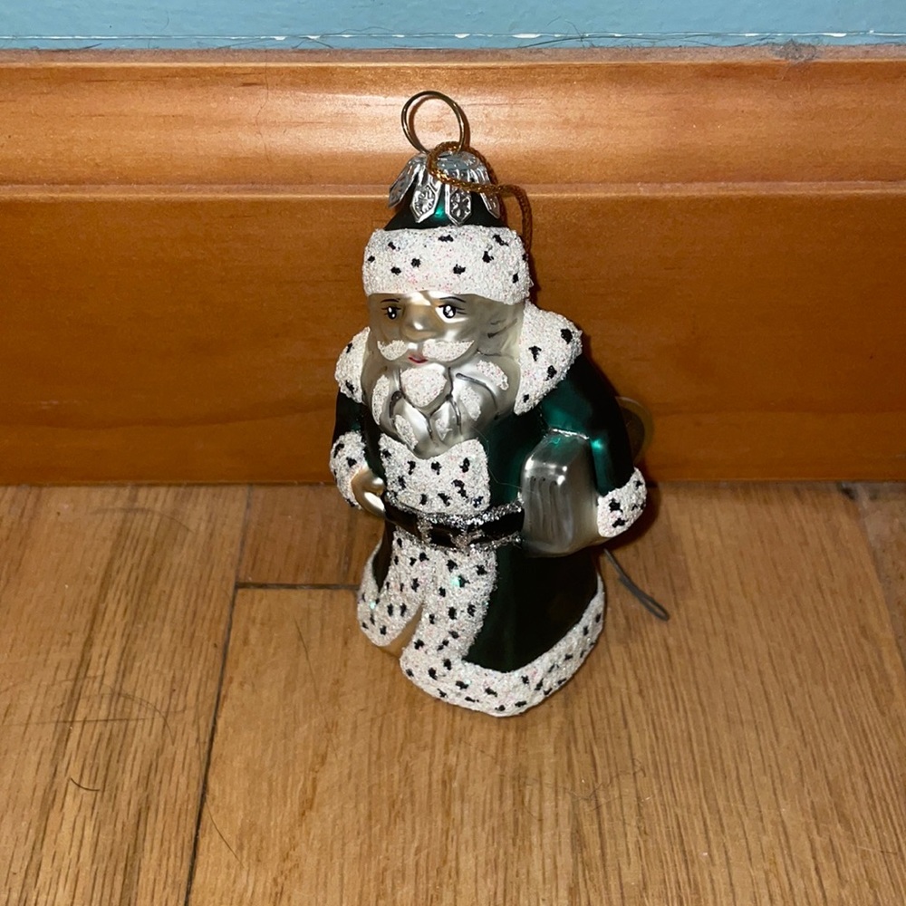 1999 Vintage Home For the Holidays Glass Santa Ornament